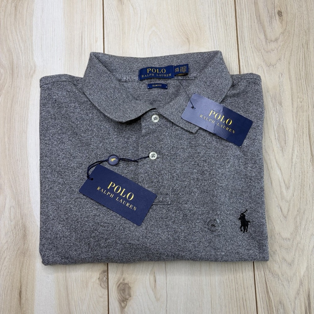 Polo Ralph Lauren Mens Performance Polo Shirt XXL Slim Fit Pony Heather Gray NWT